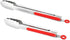 304 Stainless Steel Kitchen Cooking Tongs, 9" and 12" Set of 2 Sturdy Grilling Barbeque Brushed Locking Food Tongs with Ergonomic Grip, Red...