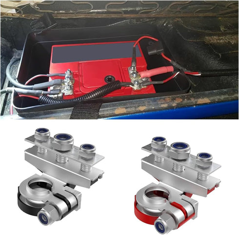 2PCS Battery Terminal Connectors with 3 Way -12V Automotive Top Post Battery Wire Cable Terminals Clamp Connectors Kit, Universal Positive and Neg...