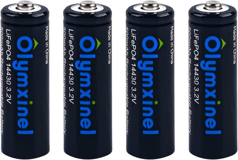 14430 3.2v Rechageable Batteries for Solar Lights- LiFePO4 Battery 14430 500mAh for Outdoor Solar Lights,Tooth Brush, Shaver(4pack)...
