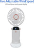 Portable Handheld Fan Small Handheld Fan Type-C Rechargeable 2000mAh Desk Personal Fan 90°Adjustable Neck Fan with 5 Speed Wind LED Display for Ho...