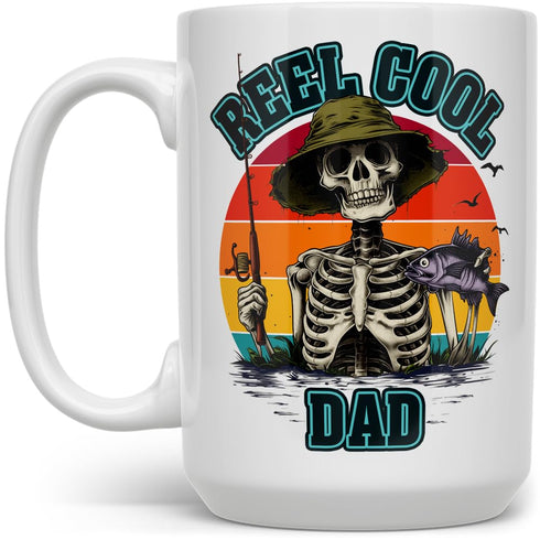 Reel Cool Dad Coffee Mug, Fishing Lover Gifts for Dad, Father's Day Cup, Fishing Gifts for Men (15oz)...