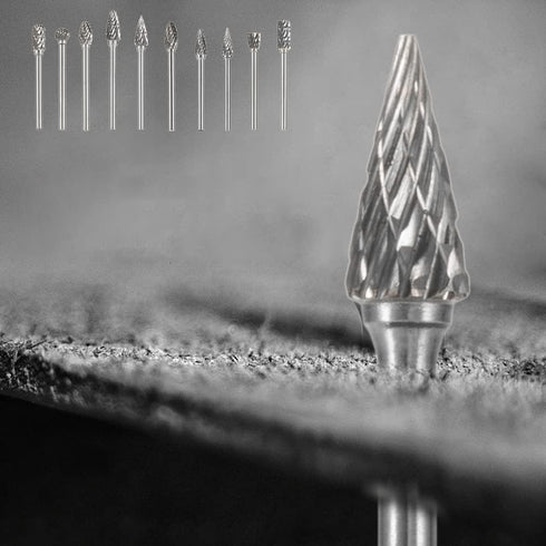 Carbide Burr Set 10PC 1/8" Shank Tungsten Double Cut Carbide Rotary Burr Set for Metal and Wood Carving, Grinding, Polishing, Engraving, Drilling....