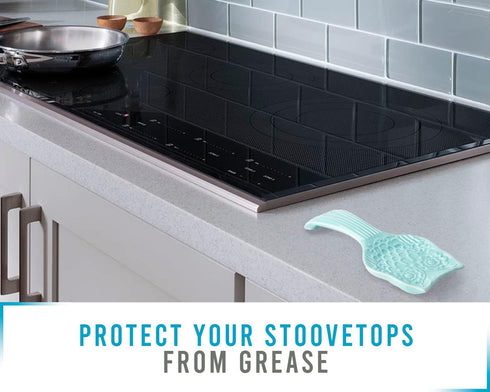 Decorative Owl Spoon Rest for Kitchen Countertop – Modern Farmhouse Spoon Holder for Stove in Lovely Aqua Blue, made with Chip-free Ceramic – Dish...