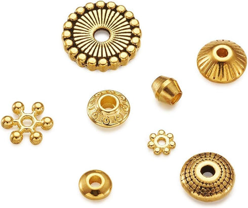 Craftdady Tibetan Antique Golden Spacer Beads with Cotainer Box(8 Styles, 320Pcs)...