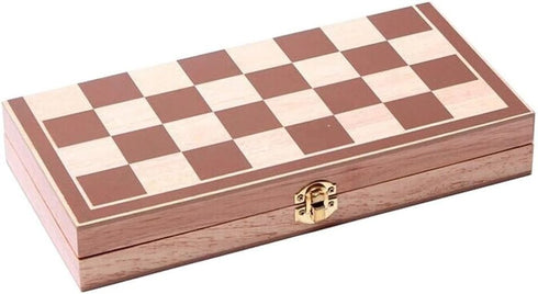 15" Classic Vintage Standard Folding Wooden Chess Set, Foldable Games Board Crafted Carved...