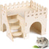 Tiny Hamster Wood House, Fun Playpen Sleeping House with Steps - Wooden Hamster House, Mouse Mice Cages' Habitat Decor for Dwarf Gerbil Mouse Mice...