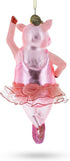 Graceful Pig Dancing Ballet Blown Glass Christmas Ornament...