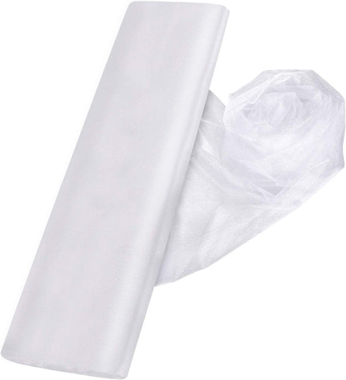 Crystal Organza Tulle Sheer Fabric Backdrop Curtains for Wedding Baby Shower Birthday Party Event Decor, 19” by 30 Yard (White)...