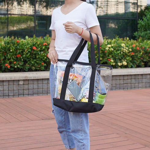 Large Clear Tote Bag, Fashion PVC Shoulder Handbag for Women, Clear Stadium Bag for Security Travel,Shopping,Sports and Work...