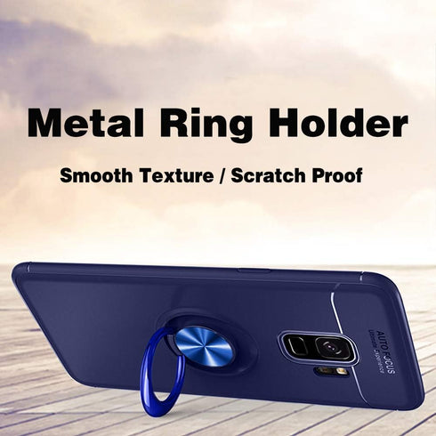 Asuwish Phone Case for Samsung Galaxy S9 with Tempered Glass Screen Protector Cover and Ring Holder Kickstand Cell Accessories Soft TPU Slim Silic...