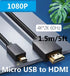 Micro USB to HDMI Converter, 4K 1080P HDMI Extender Cable 1.5M/ 5ft Adapter, Copy and Expand Videos Pictures from Mobile Phone or Tablet to HDTV M...