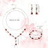Yolev 3Pcs Set Red Rose Jewelry - Rose Flower Pendant Necklace, Bracelet Dangle Earrings.Bracelet Flower Jewelry Dangle Earrings Set For Valentine...