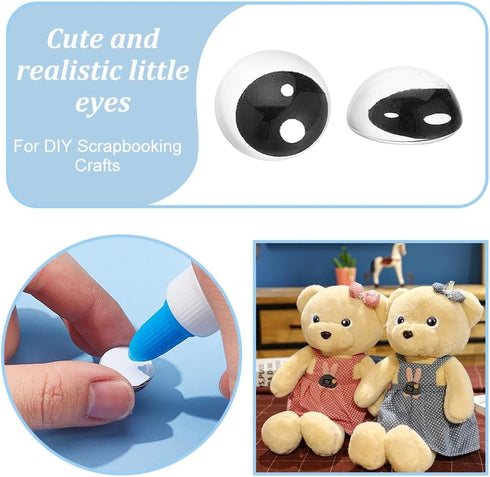 OLYCRAFT 96 Pcs 24 Styles Glass Craft Eyes 0.7 inch Half Round Glass Puppet Eyes Stuffed Crochet Eyes Animal Eye Crochet Crafts Making for DIY Cla...