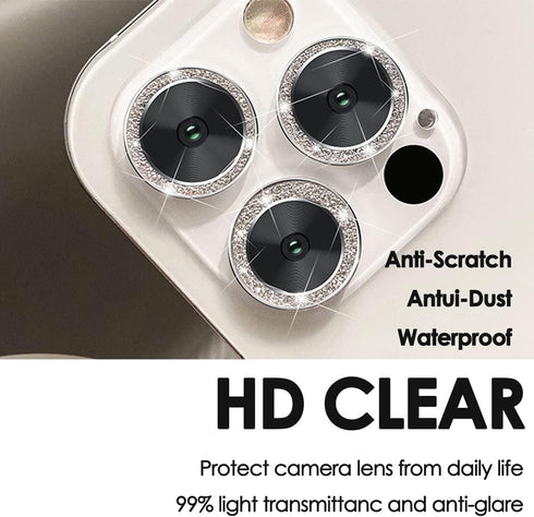 Tomonobu Camera Lens Protector, Anti Scratch Protection for iPhone 13 Pro/Max, Glitter Diamond Circle Ring, 6-Pack, Silver......