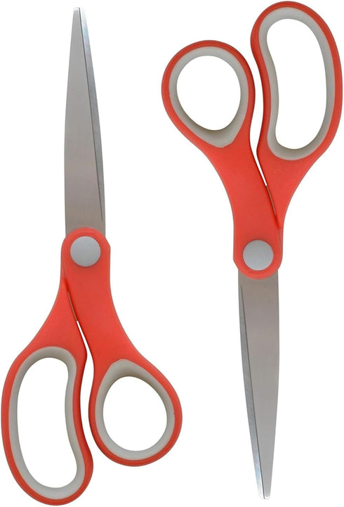 Westcott 55846 7-Inch School Scissors, All-Purpose Heavy-Duty Scissors for Crafting, Back to School, Classroom Supplies,Red/Gray, 2 Pack...