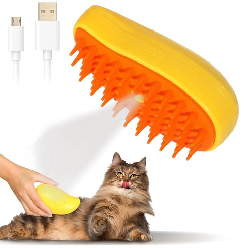 Cat Steam Brush - 3 In 1 Cat Steamy Brush, Silicone Massage Grooming Brush Rechargeable Pet Hair Remover and Grooming Tool – USB Powered Pet Acces...