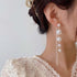 Long Pearl Tassel Drop Earrings Vintage Gold Tiny Crystal Pearl Dangle Earrings Rhinestones Tassel Dangle Pearl Statement Earrings Prom Earrings J...