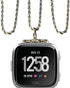 Stainless Steel Chain Necklace Smartwatch Band Compatible with Fitbit Versa 1/2/Lite Newest Polished Silver Metal Twisted Chain Strap Rope Neckban...