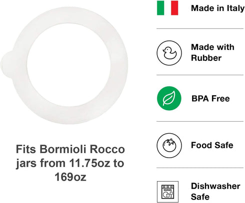 Bormioli Rocco Jar Replacement Gaskets (Set of 6): 3.5’’ Diameter Fido Jar Compatible, Food Grade Rubber, Leakproof Sealing Rings for Standard Siz...