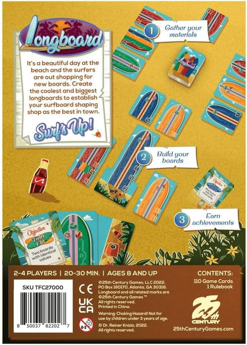 Longboard, Build Surfboards on The Beach in This Card Game for 2 to 4 Players by Reiner Knizia - 25th Century Games...
