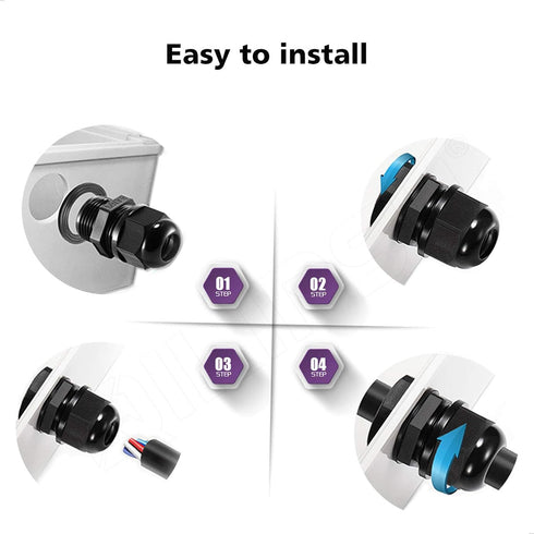 QILIPSU NPT Cable Gland Kits, Strain Relief IP68 Waterproof Nylon Cord Connector, 1/4" 3/8" 1/2" 3/4" 32pcs Wire Pass Through Grip (NPT Kits 32pcs...