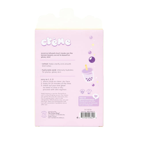 The Crème Shop Boba Bears Beary Soft Skin! Printed Essence Sheet Mask | Korean Sheet Mask | Facial Sheet Mask | Stocking Stuffers (3 Pack)...
