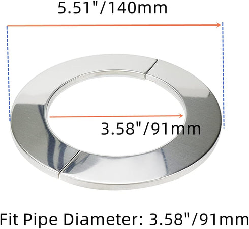 Wall Split Flange, Stainless Steel Round Escutcheon Plate for 3.58"/91mm Diameter Pipe, Pack of 2...