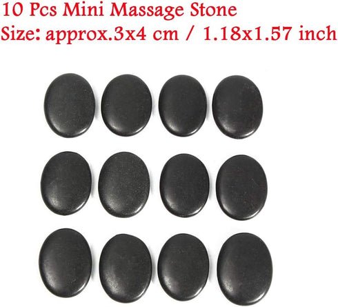 AKOAK 10 Pcs Professional Massage Hot Stone Natural Heat Retention Basalt for Spa, Massage Therapy and Relaxation,1.18 Inch x 1.57 Inch...