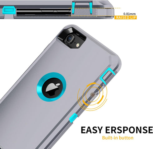for iPhone SE 2022/2020 Case,Built-in Screen Protector,Shockproof 3-Layer Full Body Protection Rugged Heavy Duty High Impact Hard Cover Case for i...