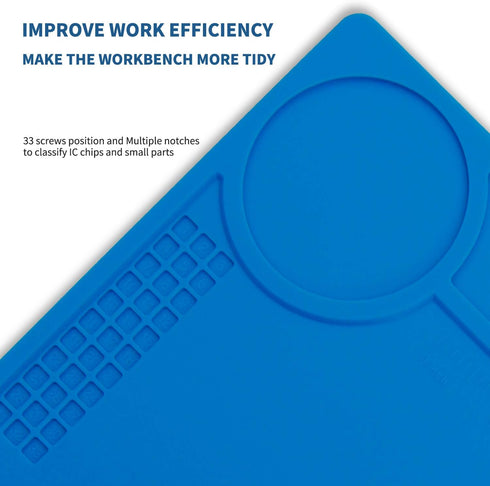Hengtianmei Heat Insulation Silicone Repair Mat with Scale Ruler and Screw Position for Soldering Iron, Phone and Computer Repair Size: 14 x 10 In...