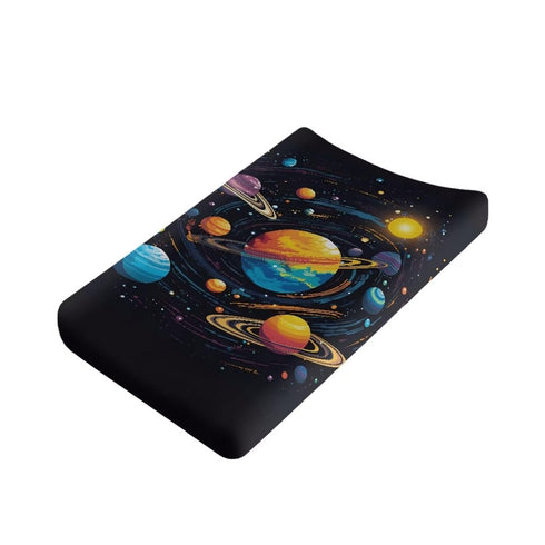 Stretch Ultra Soft Changing Pad Cover Breathable Cozy Changing Table Sheets Cosmic Galaxy Planet Patterns for Baby Boys Girls Fit 32" x 16" Contou...