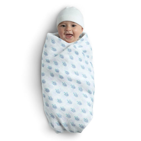 Delta Children 100% Cotton Muslin Baby Receiving Blankets for Girls and Boys – 47x47 Inches (Pack of 2), Blue Botanicals...