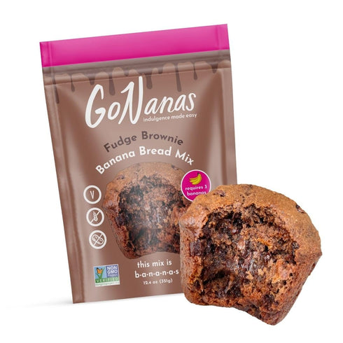 GoNanas Fudge Brownie Oat Flour Banana Bread Mix, Suitable for Plant Based Vegan Diets, Gluten Free Dairy Free Snacks, Healthy Snacks For Adults, ...