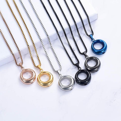 Circle of Life Urn Necklace for Ashes Stainless Steel Eternity Keepsake Memorial Cremation Jewelry for Ashes Pendant Locket...