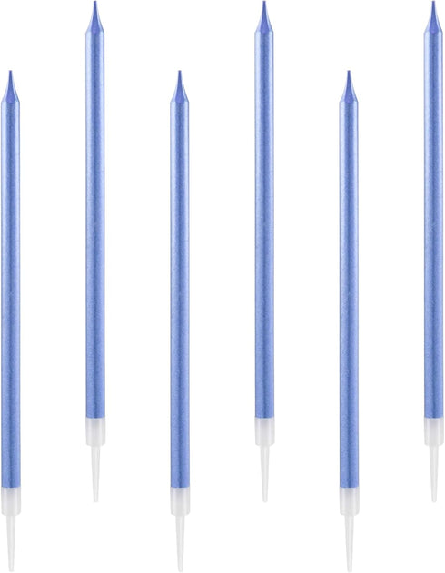 24 Count Metallic Birthday Candles Slow Burning Happy Birthday Cake Candles Long Thin Cake Cupcake Candle in Holders for Lucky Party, Wedding Part...
