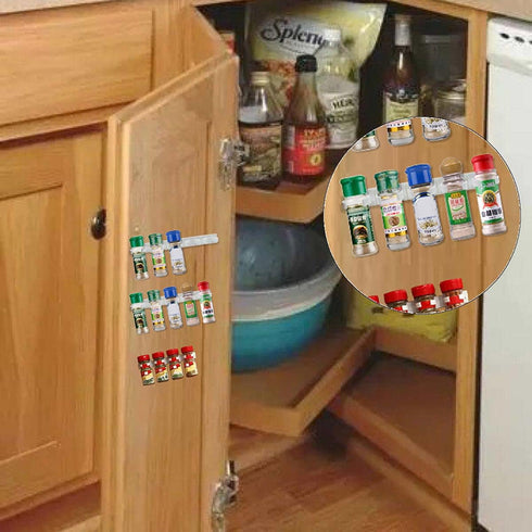 4 Pack 20-Clips Spice Gripper Clip Wall Mounted Kitchen Spice Jar Rack,Organizer Rack,Seasoning Jar Storage Holder,Bottles Clip,Cupboard Spice Rac...