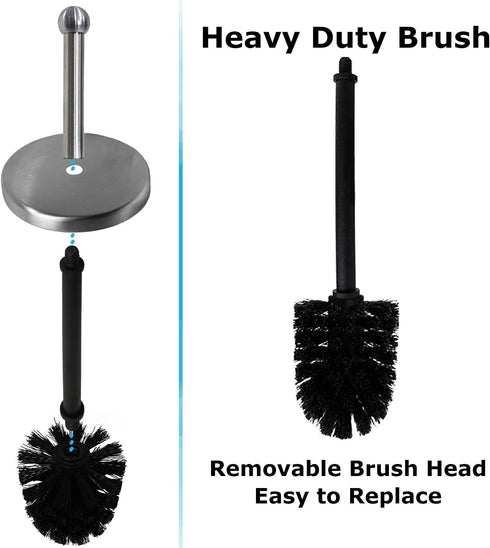 Blue Donuts Toilet Brush with Stainless Steel Holder, Toilet Bowl Cleaner Brush and Holder, Cleaning Brush Holder, Chrome...
