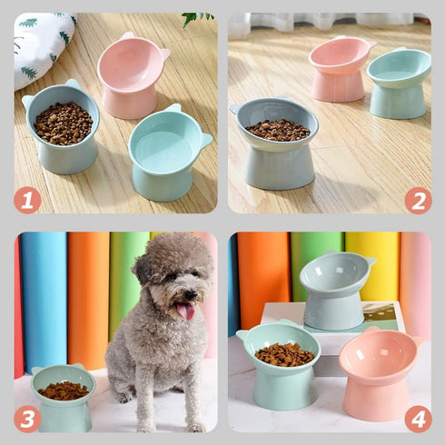 LIFKOME 3PCS Cat Bowls, Elevated Cat Bowls, Raised Cat Bowls for Food and Water, Raised Cat Bowl, Plastic Tilted Pet Bowl Pet Food Bowl for Flat- ...