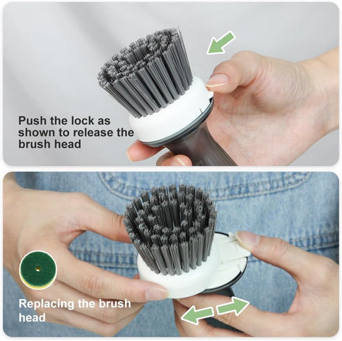 CQT Dish Brush with Soap Dispenser for Dishes, Kitchen Sink, Pot, Pan Scrubbing, 1 Brush 2 Refills...