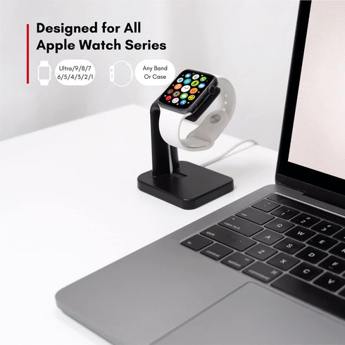 Macally Apple Watch Charger Stand for Series Ultra, 9, 8, 7, 6, 5, 4, 3, 2, 1, SE (44mm, 42mm, 40mm, 38mm) - Sleek iWatch Apple Watch Stand Dock -...