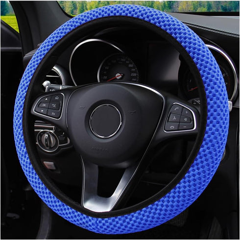 Elastic Stretch Steering Wheel Cover, Microfiber Breathable Ice Silk Auto Steering Wheel Cover, 15 Inch Anti-Slip, Warm in Winter and Cool in Summ...