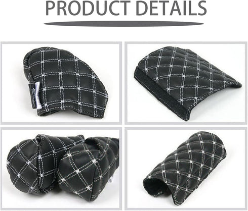 2 Pcs Set Car Handbrake Shift Gear Knob Cover, Leather Breathable Soft Handbreak Protect No-Slip Sleeve, Case Auto Interior Decor Accessories Fit ...
