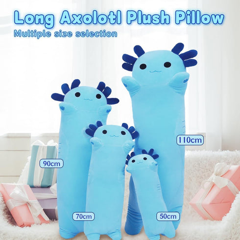 Long Axolotl Stuffed Animals, Soft Long Axolotl Plush Pillow Cute Axolotl Plush Body Pillow Gifts for Kids Girlfriend(Blue, 50cm)...