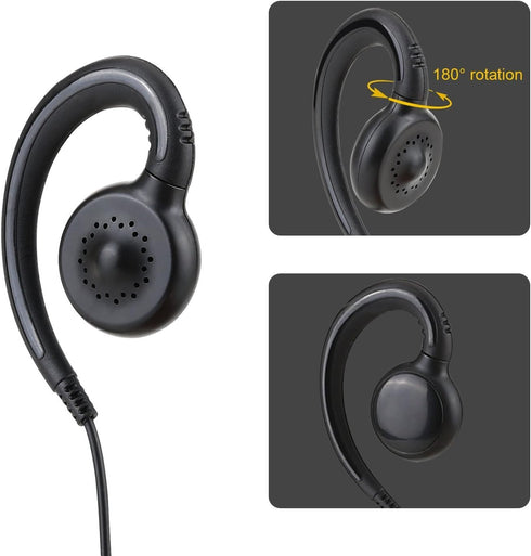 Walkie Talkie Swivel Earpiece with Microphone and PTT for MOT Two Way Radio - Motorola Swivel Earpiece Compatible with Walkie Talkies CLS1410, CLS...