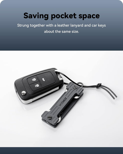 Compact Key Holder - Minimalist Keychain Organizer - EDC Key Carrier Leather Lanyard - Aluminium Key holder...