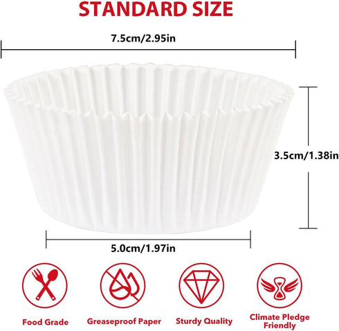 Standard White Cupcake Liners for Baking 200 Counts - Caperci Greaseproof Muffin Baking Cups for Wedding Birthday Party Baby Shower Festivals (Whi...