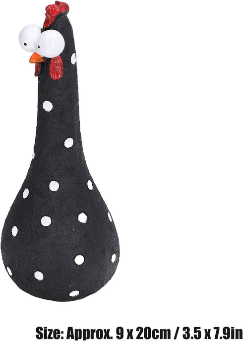 Chicken Statue Silly Chicken Decor Resin Statue Ornaments with Long Neck Handmade Unique Ornament for Home Garden Backyard Decoration(Black)...