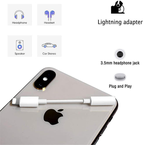 Apple MFi Certified 2 Pack Lightning to 3.5mm Headphone Adapter, Aux Audio Jack Dongle Earphones Converter Compatible with iPhone 14 Pro13 12 11 X...