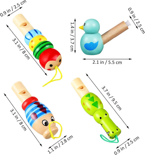 7Pcs Wooden Whistle for Kids, Cute Cartoon Animal Bird Whistle Set, Musical Instrument Early Learning Props Party Favors for Girls Boys...