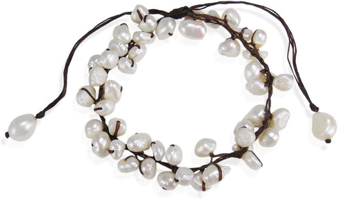 AeraVida Summer Breeze Beaded White Cultured Freshwater Pearl Pull Anklet | Classic Handmade Jewelry for Women | Handmade Simulated Turquoise Brac...